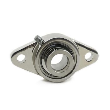 2-Bolt Flange Ball Bearing Mounted Unit, 1.4375 in Bore, Stainless Steel Housing, Stainless Steel Insert, Eccentric Collar Locking
