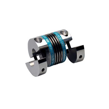 KBK Bellow Couplings, Stock Plain Bore, 10 mm Bore, Aluminum Hub, Stainless Steel Bellows, 30.0 Nm Torque