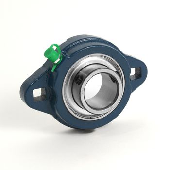 2-Bolt Flange Ball Bearing Mounted Unit, Light Duty, 0.75 in Bore, Ductile Iron Housing, Set Screw Locking