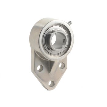 3-Bolt Flange Ball Bearing Mounted Unit, 1.00 in Bore, Stainless Steel Housing, Stainless Steel Insert, Set Screw Locking